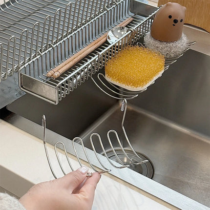 2PCS Stainless Steel Drain Mesh Basket Kitchen Sink Hanging Rack Household Multifunctional Expansion Drainage Storage Basket