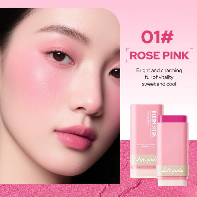 Life Girls Peach air multi purpose blusher stick,Natural and comfortable to wear, with a natural makeup effect. Highlighting blu
