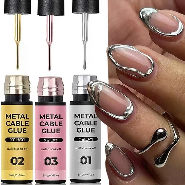 5ml Super Bright Silver Metallic Painting Liner Gel Nail Polish Drawing Stripe Graffiti Mirror Pull Line UV Gel Varnish
