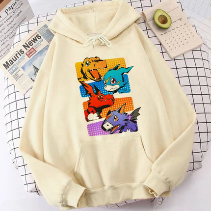 digimon hoodies men long sleeve top graphic y2k aesthetic sweatshirts men Korean style tracksuit