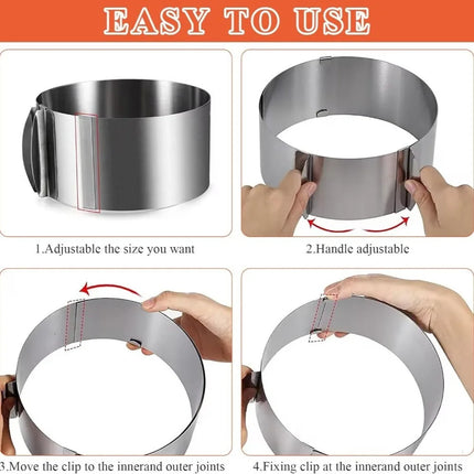 Stainless Steel 6-20cm Adjustable Telescopic Mousse Ring Circle Mold Rustproof With Scale Round Cake Rings Reusable Baking Tool