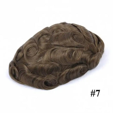 Q6 HD Lace PU Base Men Toupee Indian Human Hair Wig for Man Skinlike Lace PU Natural Remy Hair System Unit Brown Human Hairpiece