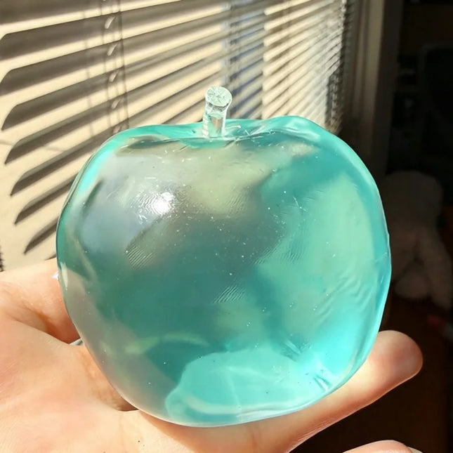 Squishy Crystal Clear Apple Squeeze Toy, Moldable Non-Rebound Stress Relief Ball, Sensory Fidget Toy for Anxiety Relief