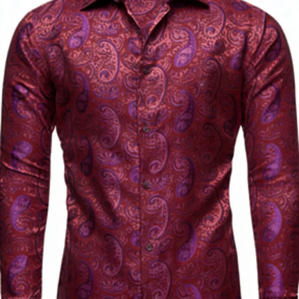 Men's Brand New Silk Top with Regular Slim Fit, Ordinary Lapel, 3D Printed with Artistic Patterns, Fashionable and Comfortable,