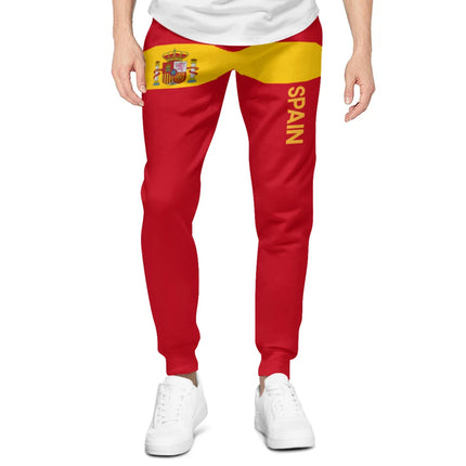 Mens Sweatpants Spain Emblem Flag Pants with Pockets Joggers Soccer Football Multifunction Sports Sweat With Drawstring