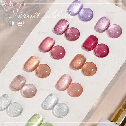 Glenys 36 color cat's eye nail polish gel polishing set with color card semi permanent UV LED varnish gel series nail polish set