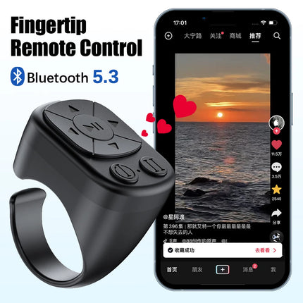 Mobile Phone Video Remote Control Button Mini Fingertip Ring Remote Control Blutooth 5.3 Scrolling Fingertip Controller Page