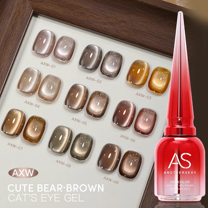 AS 15ml Luxury Coffee Cat Nail Gel Polish Tpo Free Soak Off UV LED Dark Brown Cat Eye Manicure Gel Polish Nail Art Varnish Gel