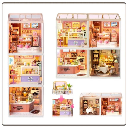 Rolife Super World Cake Shop DIY Houses Building Blocks Assembling Toy Models DIY House Decorations Christmas Birthday Gifts