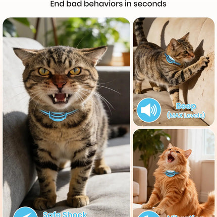 2026 NEW Cat Training Collar for Stop Meowing,3300FT Cat Shock Collar with Remote, Ultra-Small Anti-Meow Shock Collar for Cats