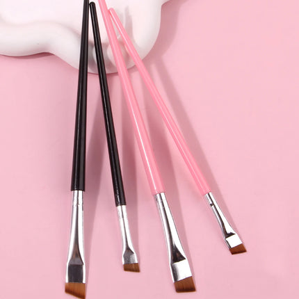 4PCS Liquid Eyeliner Brush Ultra Thin Fine Oblique Angle Flat Head Eyebrow Brush