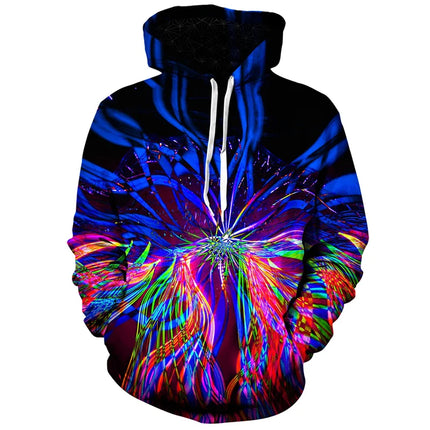 Harajuku Hoodie Stripe Heart 3d Print Hoodies Fashion Hooded Sweatshirts Men Women Daily Tracksuits Oversized Loose Clothes Coat