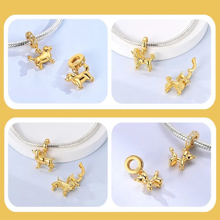 Gold Color Charms 925 Sterling Silver Original Golden Safety Chain Round Spacer Clip Charm DIY Jewelry For Women Bracelet Gift