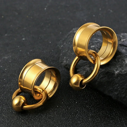 2PC/Set Stainless Steel Round Ear Gauges Plugs Expander Ear Hangers Tunnel Piercing Women Body Jewelry Stretcher Studs