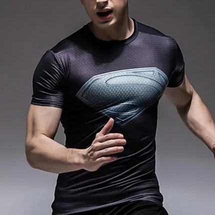 Hot-selling Marvel Superman Tight-fitting Casual T-shirt for Men Women Adults Children Family Pack Round-neck T-shirt Large Size