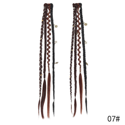 Synthetic Fiber Handmade Mixed-Color BB Clip-in Box Braid Hairpiece Extension 16/20inch 2 PCS Braiding Hair Ponytail Extensions