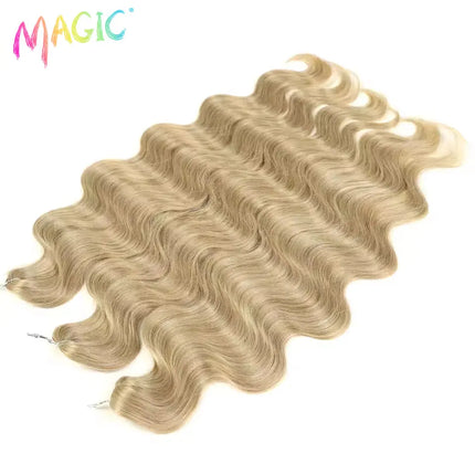 Magic Synthetic Hair Extensions 24inches 3PCS Body Wave Hair Bundles Ombre Blonde Color Tresses Fake Hair Accessories Cosplay