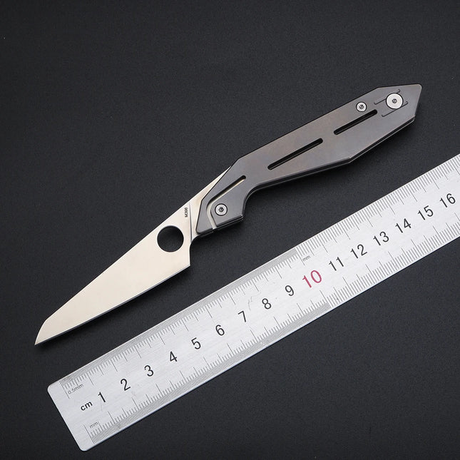 Titanium handle folding knife, high hardness M398 steel blade pocket knife, lightweight knife