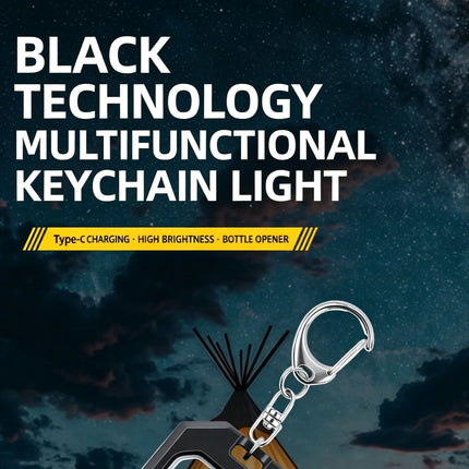 COB Keychain Light LED Flashlight USB-C Rechargeable Mini Handheld Flashlight Work Light with Bottle Opener for Outdoor Camping