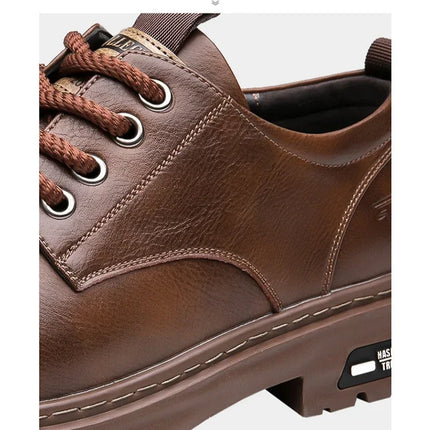 Men's Casual Leather Shoes Designer Trendy All-match Platform Shoes  Men's Business Breathable Leather Shoes shoe