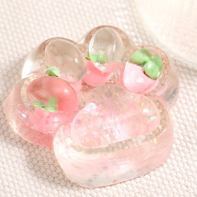 Squishy Fruit Cat Paw Fidget Toys Soft Pinch Cute Cat Paw Slow Rebound Pinch Stress Relief Squeeze Toy for Adults Gifts