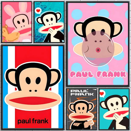 P-Paul Frank Poster Stickers Mural Painting Self-Adhesive Wall Decals for Bedroom Living Room Home HD Decor Gift