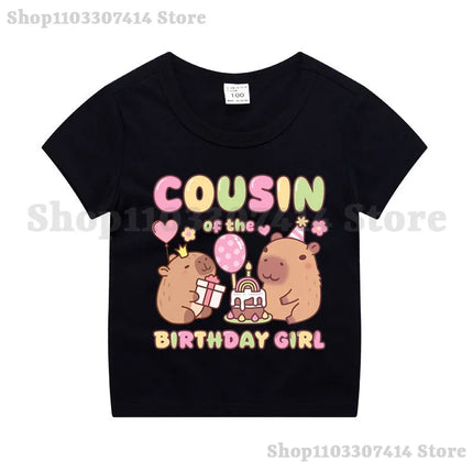 Capybara Kids Short Sleeve Tee Girl Cute Cotton T-shirt Summer Clothing Children Anime Cartoon Tops Fashion Casual Clothes Gifts