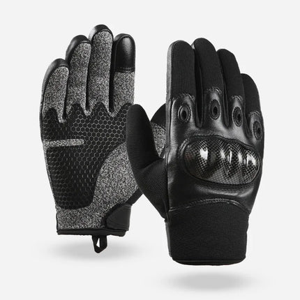 Full finger and half finger tactical gloves, touch screen anti cutting and anti stabbing, made of carbon fiber and leather mater