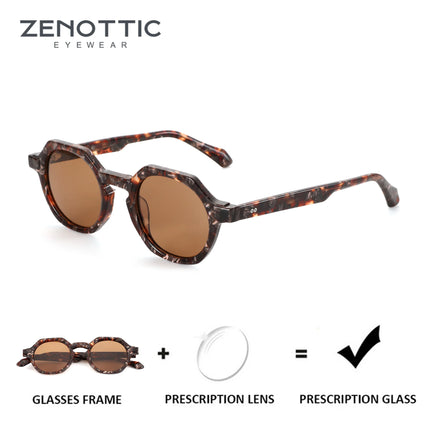 ZENOTTIC Prescription Sunglasses for Men S Size Fashion Polygon Acetate Frame Modish Design UV400 Protection