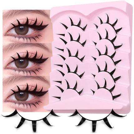 GROINNEYA Manga Lashes 3D Mink Lashes Natural Eyelashes Soft Cross Wispy False Eyelashes 3D Natural Lashes Eyelash Extension