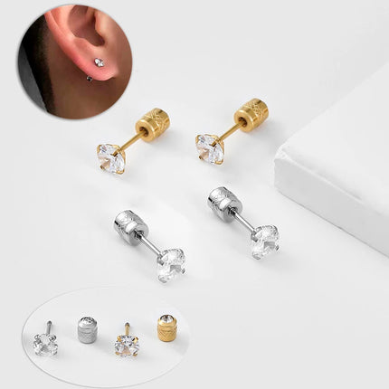 ‌2025 New Gold Color Stainless Steel Boho Zircon Stud Earrings Hypoallergenic Light Luxury Jewelry for Women, for Daily & Party