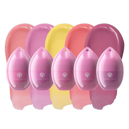 Fruit Flavored Lip Mask Egg Cherry Strawberry Blueberry Peach, Hydrating Reduces Lip Lines Lip Care, Portable Puff Ball Keychain