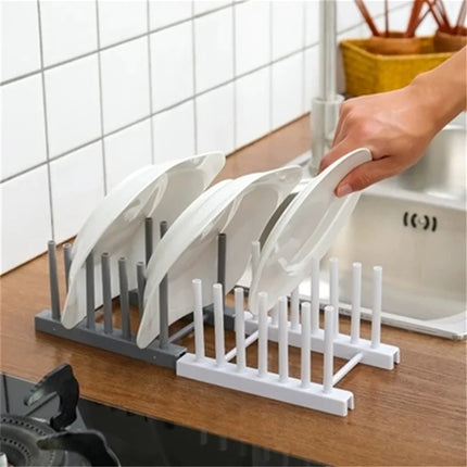 Plastic Dish Rack Kitchen Supplies Storage Draining Racks Removable Shelf Plate Pot Lid Rack Household Storage Organizer Gadgets