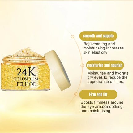24K Gold Face Serum Fade Dark Circles Fine Line Anti Aging Cream Smoothing Nourishes Firming Lifting Brighten Skin Care Essence