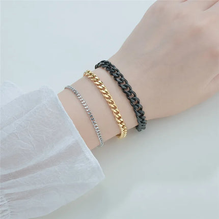 LETAPI Fashion Stainless Steel Curb Cuban Chain Bracelet for Men Women Hip Hop Couple Unisex Wrist Hand Jewelry Gift Party