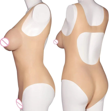 Silicone Bodysuit Artificial Breastplate Sexy Female Tits Fake Boobs Shemale Chest Crossdressing Cosplay Sex Toys For Women Men
