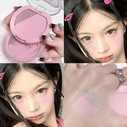 2 Color Blush Matte Shiny Natural Cheek Color Brightening Face Waterproof Facial Contouring Makeup Blusher Powder Rouge Makeup
