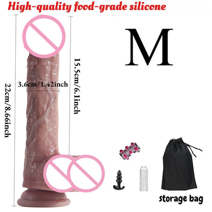 Realistic Curved Simulation Dildo Thick with Strong Suction Realistic G-spot Hands-free Soft Suitable for Men and Women Couples
