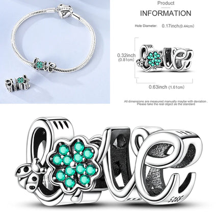 New 925 Sterling Silver Cactus Four Leaf Clover Charm Spring Green Series Bead Pendant For Original Beads Bracelet DIY Jewelry