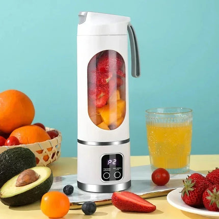 Portable Cordless USB Rechargeable Electric Juicer Cup Blender with Digital Display for Fruit Milkshake Making Home Outdoor Use