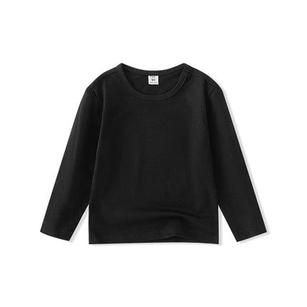 Autumn Spring Cotton Children T-shirt Boys Girls Tees Long Sleeve White Shirt Kids Tops Baby Clothes Solid Black Blue Yellow
