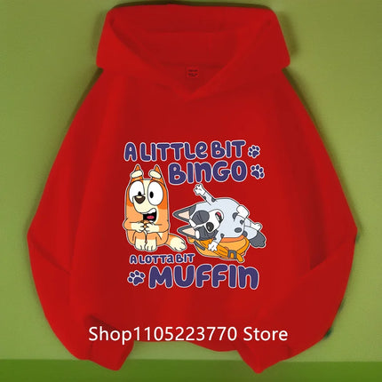 Kids Bluey Themed Hoodie Warm Fleece Lined Sweatshirt Autumn Winter Casual Pullover for Boys Girls