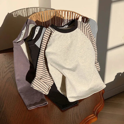 Kids' Striped Long-Sleeve T-Shirt Toddler Girl Loose Bottoming Shirt Boy Baby Casual Tops Fashion Children's Cotton Tees