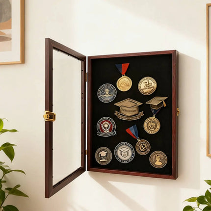 Badge Display Frame Transparent Front Medal Display Frame Badge Collector Box Dustproof Home Decor Dust Protection