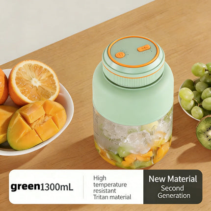 1300ML Portable Juicer, Fresh Fruit Mixer 38 Blades, USB Rechargeable Multifunctional Juicer Ice Crusher Smoothie Blender Home