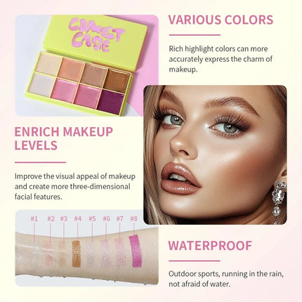  8-Color Eyebrow Cream Blush Curve Case Cream Cosmetics Palette Matte Shimmer Finishes Shadow Tones Long-Lasting Cosmetics