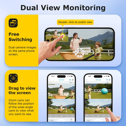 INQMEGA 12MP 60X Optics Zoom Dual Screen 4G /WIFI Solar Camera Securty Outdoor  PIR Human Detection Color Night Vision UBOX APP