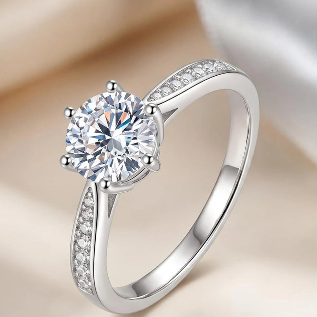 1ct D VVS1100% Moissanite Ring Factory Price 925 Sterling Sliver for Women 6 Classic Trendy Engagement Wedding Jewelry Ring