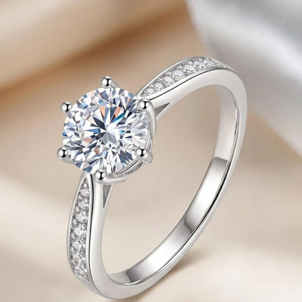1ct D VVS1100% Moissanite Ring Factory Price 925 Sterling Sliver for Women 6 Classic Trendy Engagement Wedding Jewelry Ring