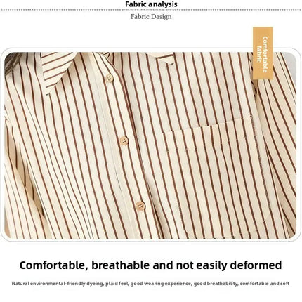 Women's Striped Shirt Casual Long Sleeve Fashion Outerwear Korean Style Spring Autumn New Arrival Elegant French Feel Top